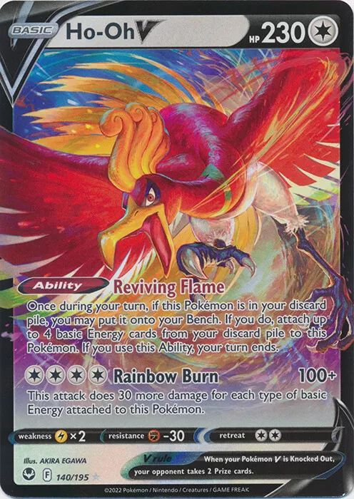 Ho-Oh V - 140/195 Ultra Rare Silver Tempest NM Pokemon TCG