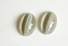 Vintage Moonglow Like Light Gray Cats Eye Glass Cabochons 18x13mm cab244