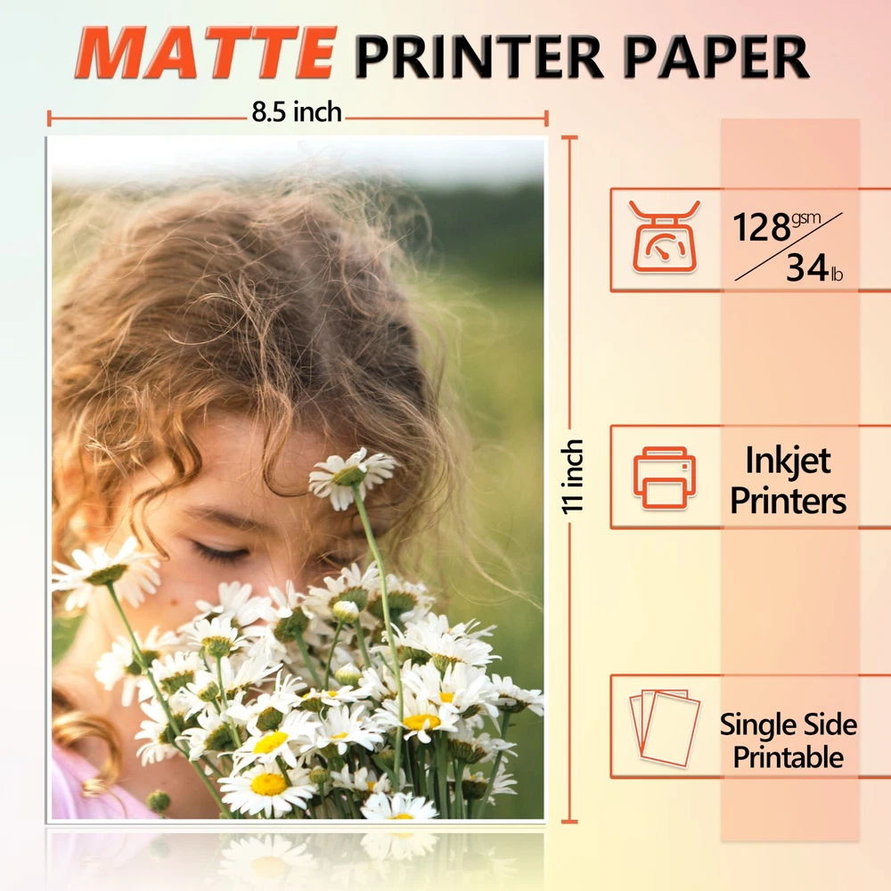 200 Sheets Koala Matte Photo Printer Paper 8.5X11 34lb for Inkjet Printers Flyer