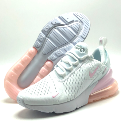 NEW* Big Kids Nike Air Max 270 (GS) White/Pink Foam- Lt Grey