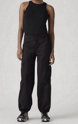 NWT Levi s 94 Baggy Cargo Pants Womens 28x30 Black Cotton Mid Rise Straight Leg