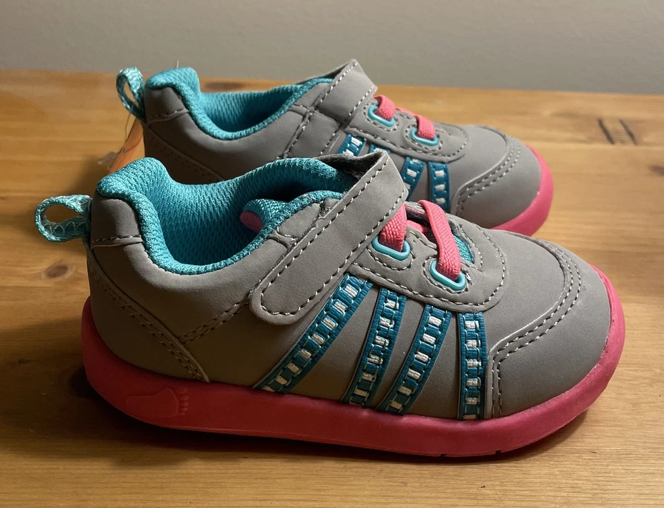 Zapatos Garanimals para niñas pequeñas rosa gris suelas de goma Foto 4 de 4