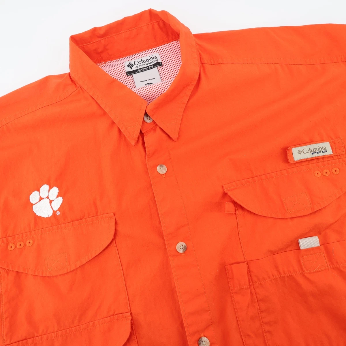 Chemise Columbia Homme – Carreaux Orange – Manches Courtes – Camping Pêche – Taille M