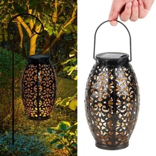 Solar Power Hanging Lamp LED Lantern Light Metal Garden Yard Decor Rechargeable