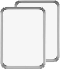 Baking Sheet Cookie Set of 2, Umite Chef 10.39inx8.07inx1in, Silver 