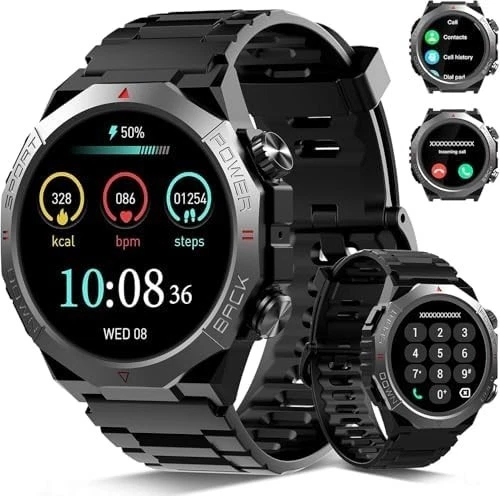 Smart Watch for Men (Call Receive/Dial) Rugged Tactical Fitness Tracker
