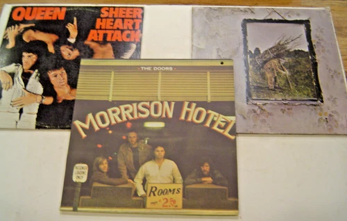 Vintage Classic Rock Vinyl Record Lot Of 3 Zeppelin, Queen, Doors