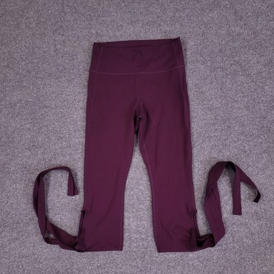 Fabletics PureLuxe Capri Leggings Womens XS Purple Wrap Tie Ankle Stretch Yoga