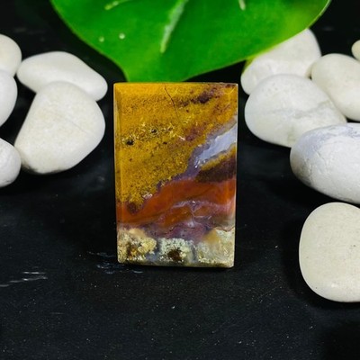 Natural Moss Agate Rectangle Cabochon 34x22x5mm Scenic Pattern Stone