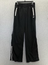 Nike Women' Pants Active Solid Black Track Pants Medium Zip Ankle Pockets Warmup