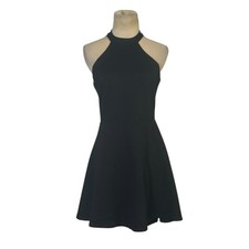 Lulus black halter lace detail fit and flare mini dress size Medium