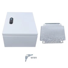 12x10x6" NEMA 4X Steel Electrical Box, IP66 Waterproof Lockable w/Mounting Plate