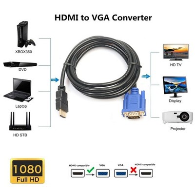 HDMI zu VGA HD Männlich Hight Qualität Ladekabel 1080P D-Sub-Stecker 1,8M