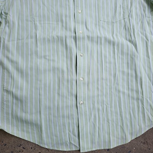 Croft & Barrow Shirt Size XLT Green Striped Short Sleeve Button Up Summer Y2K - Picture 3 of 10
