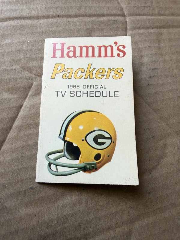 1966 GREEN BAY PACKERS FOOTBALL POCKET SCHEDULE HAMM'S BEER SUPERBOWL 1 WIN YEAR