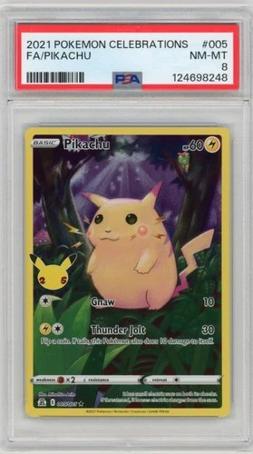 PIKACHU POKEMON CELEBRATIONS #005/025 FULL ART PSA 8 NM-MT