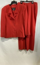 Vintage Giorgio Armani Women's Red Wool Double Breasted Pant Suit Set IT 46 US