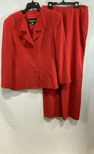 Vintage Giorgio Armani Women's Red Wool Double Breasted Pant Suit Set IT 46 US