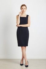 Talbots Vintage Womens Dress Size 6 Navy Blue Sleeveless Day Evening Square Neck