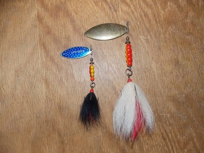 Vtg Mepps Giant Killer #5 & Aglia Long #3 Spinners Dressed Trebles V-CLEAN  4/26