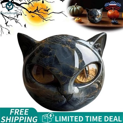 Handcrafted Luxury Black Cat Stone Statue Elegant Home Decor Art Gift Ornament