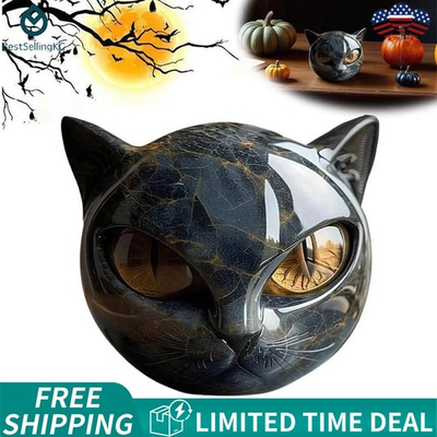#ad Luxury Black Cat Stone Sculpture Resin Elegant Home Decor amp; Gift For Cat Lovers $14.24