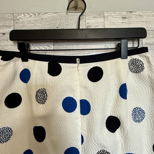 Talbots Skirt White w/ Blue Black Circles Cotton Women's Size 6P Petite Lined - Picture 10 of 14