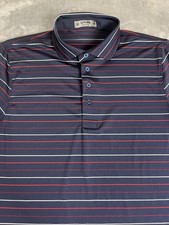 G/FORE Polo Shirt Mens M Navy Red White Stripe Golf Performance Stretch EUC