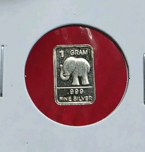 ELEPHANT - 1 Gram .999 Fine Pure Solid SILVER Bullion Mini Bar Coin Ingot