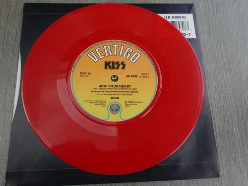 Kiss HIDE YOUR HEART 1989 UK RED VINYL 7"  PICTURE SLEEVE PLAYS MINT MINUS HEAR