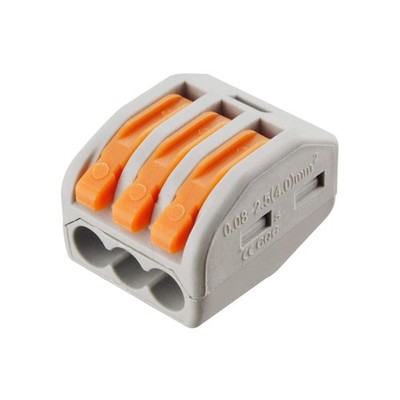 Lever Nut Wire Connector, 3-Port PCT-213, 100 Pack, Grey Plastic DIN Rail Mou...