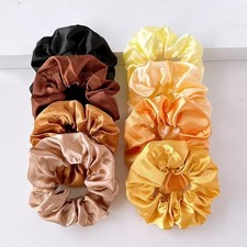 8Pcs Satin Silk Scrunchies Soft Hair Ties Fashion Hair Bands Hair Bow Ropes Elas