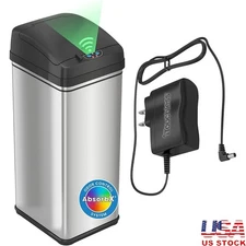 Motion Sensor Trash Can Stainless Steel Odor Control Pet Lock Quiet Close New