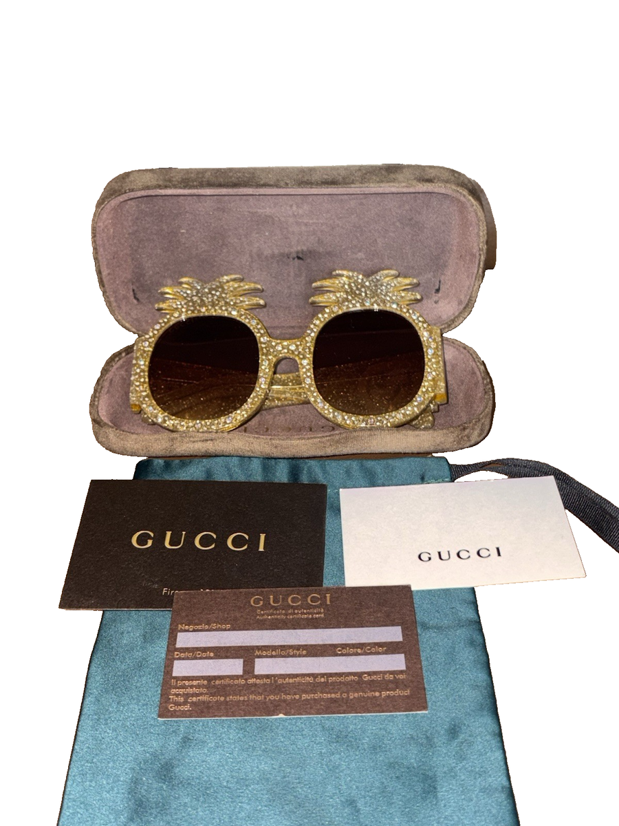 Gucci pinnaple crystal embelished sunglasses Gucci Yellow Pineapple Glitter Sunglasses Gucci main image 2