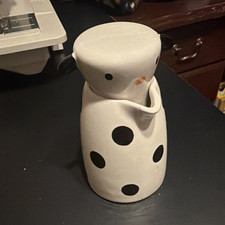 Cow Ceramic Creamer with Lid & Matching Pitcher Set White Black Polka Dots