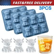 3D Highland Cow Ice Cube Tray, Large Silicone...