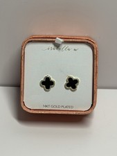Isabella M 14Kt Gold Plated Earrings Black Clover New In Box Stylish Jewelry
