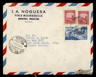 DR WHO 1952 COLOMBIA ARACATACA CORREO AÉREO A ESTADOS UNIDOS R91688