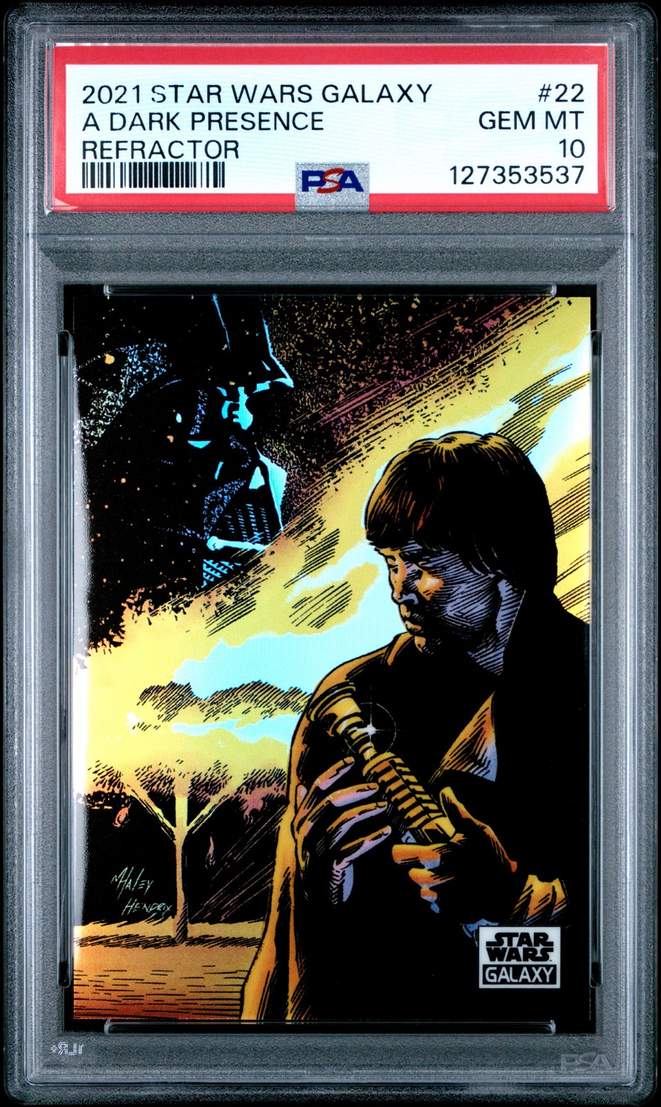 2021 TOPPS CHROME STAR WARS GALAXY REFRACTOR #22 A DARK PRESENCE PSA 10