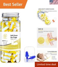38dB Noise Reduction Foam Ear Plugs for Sleeping 60 Pairs, Ergonomic Comfort