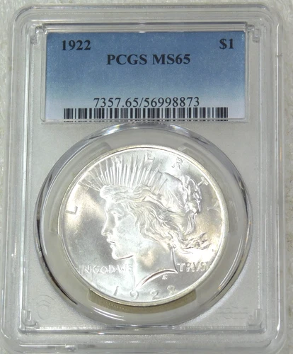 1922 Peace Silver Dollar PCGS MS65 Frosty Bright New Holder PQ #D274H