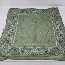 Sage Green Paisley Bandana 100 Cotton 20" Square Western Handkerchief Olive