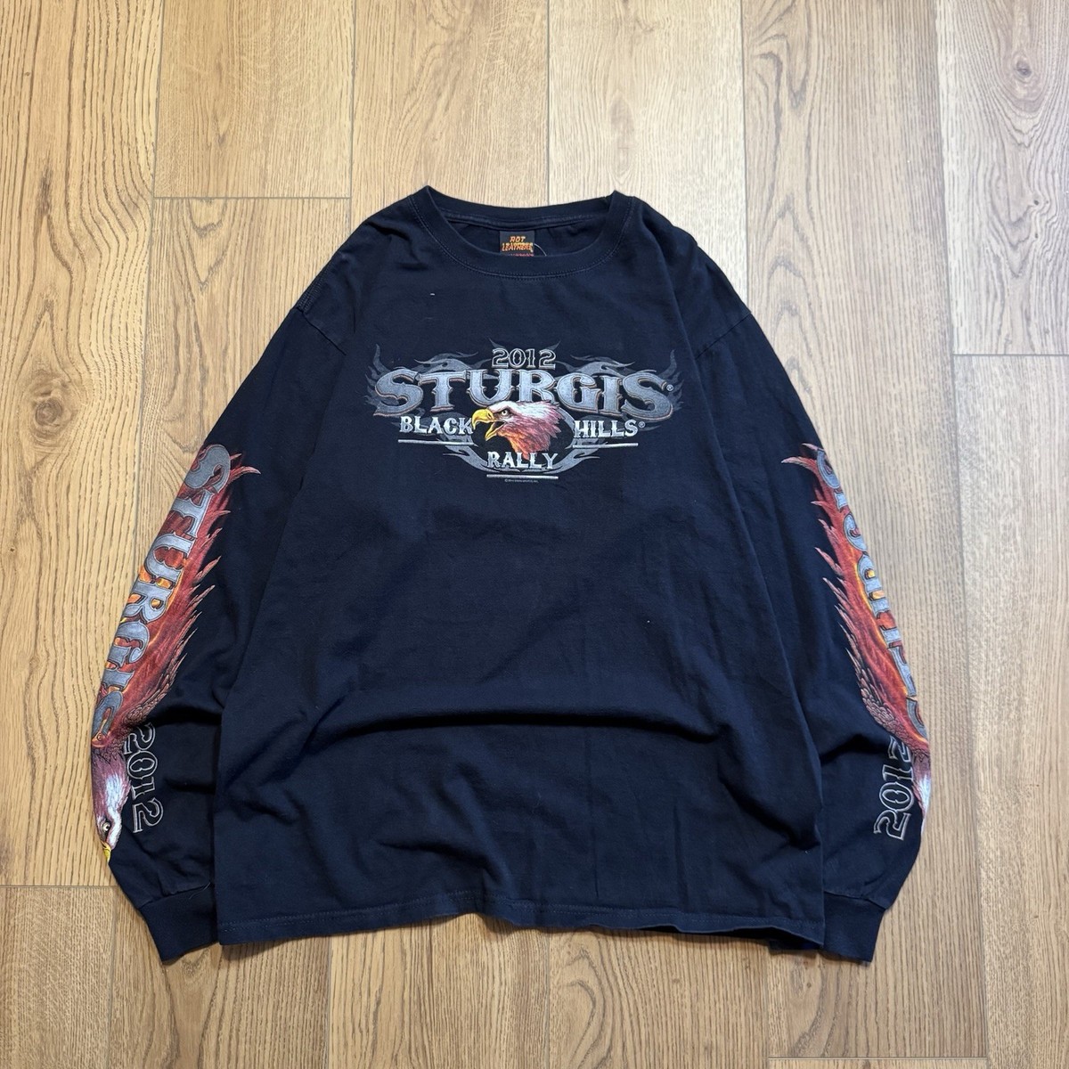 Vintage Sturgis Flame Eagle Black Mens Large Shirt Y2K Long Sleeve