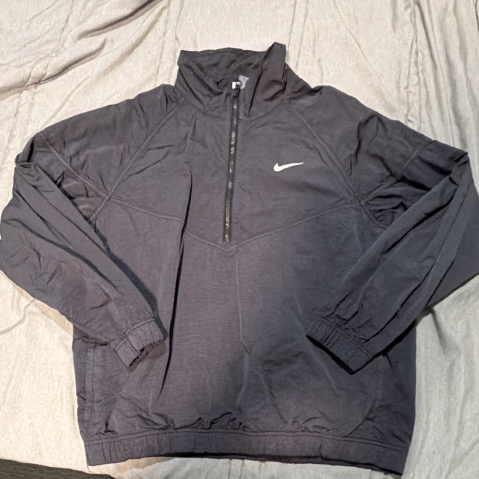 Nike x Stussy Men's Black Mid-Length Windbreaker Jacket Zip Logo M