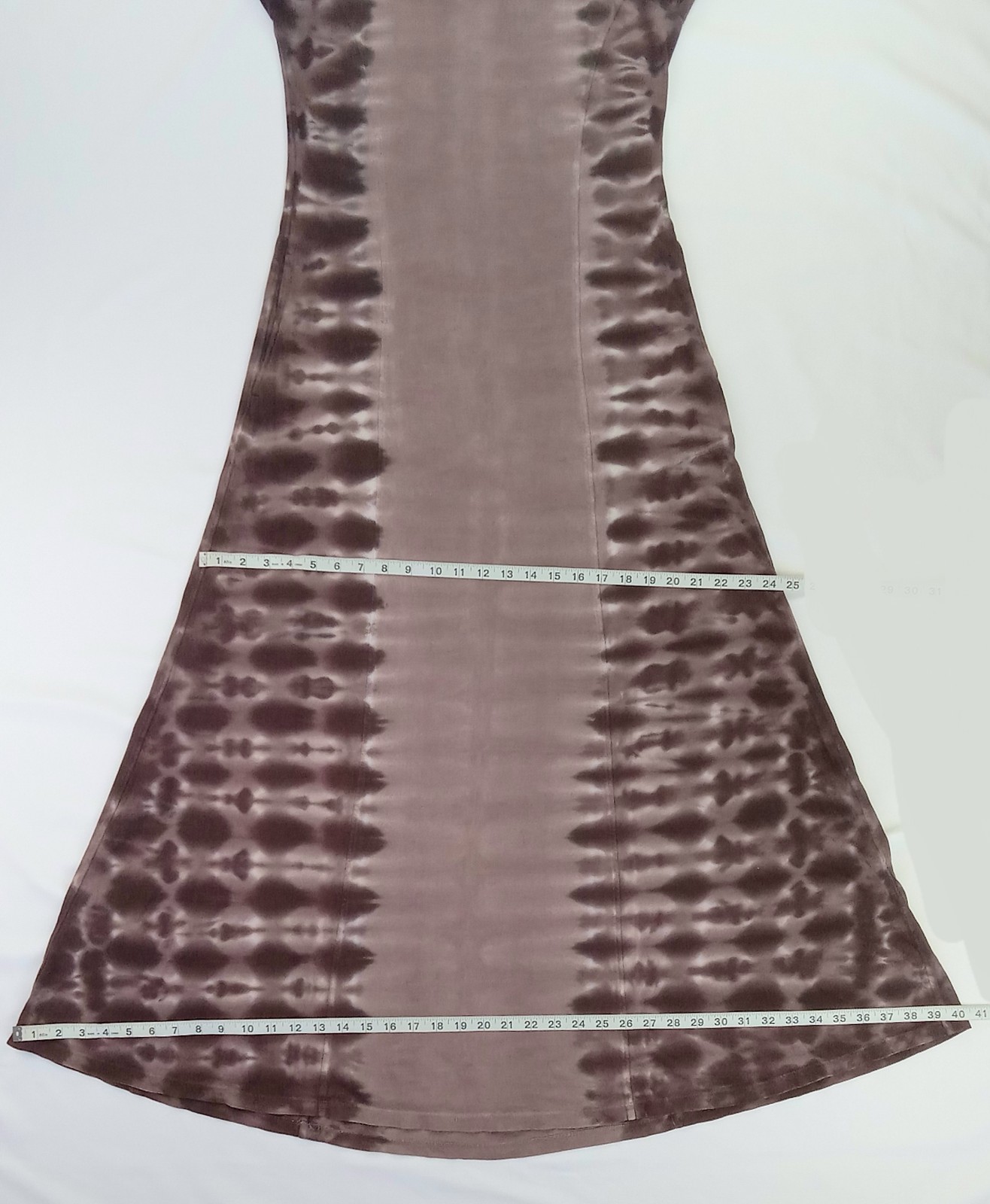 Small RAQUEL ALLEGRA Tie-Dye RHEA Brown COTTON-Knit Long Kaftan T-shirt Dress