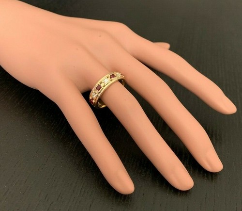 1.10 Carat Natural Red Ruby and Diamonds in 14K Solid Yellow Gold Men’s Ring - Picture 7 of 7