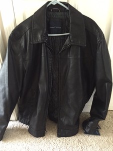 tommy hilfiger black leather jacket