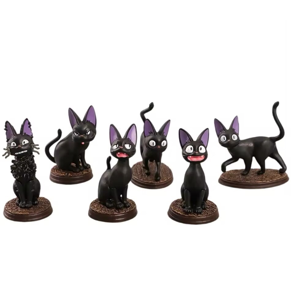 6pcs Set Ghibli Kiki's Delivery Service Cat Jiji Gigi Figure PVC