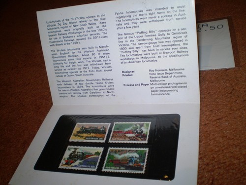 STEAM LOCOMOTIVES, 125th ANNIVERSARY RAILWAYS IN AUSTRALIA FDC, 5 DESIGN STAMPS - Picture 2 of 2