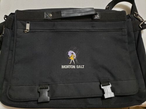 Morton Salz Logo, Schulranzen Laptoptasche, Leinwand, schwarz, 18 Zoll x 12 Zoll - Bild 1 von 4